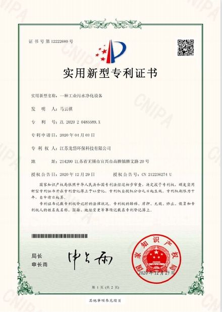 CHINA Jiangsu Longdai Environmental Protection Co., Ltd. Certificações